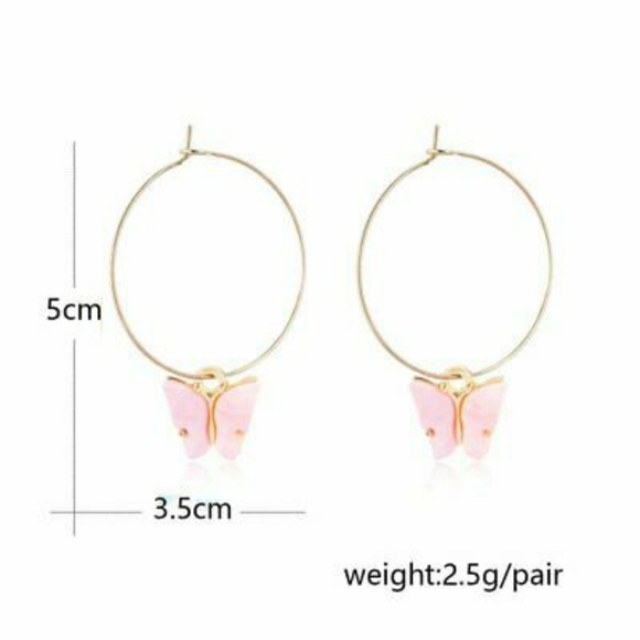 Acrylic Butterfly Hoop Earrings - Picture 6 of 12